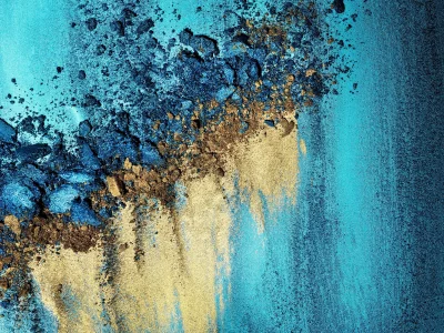 Abstract Crushed Blue Gold Cosmetic Makeup Powder Texture image