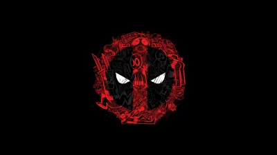 Deadpool Mask Red & Black Doodle Art Marvel Superhero Illustration image