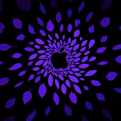 Abstract Purple Leaves Dynamic Vortex Black Background Design image