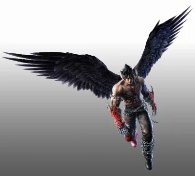 Intense Fantasy Demon Warrior with Powerful Black Wings and Metal Chains image