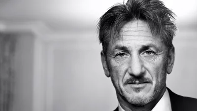 Black and White Close-up Portrait of Renowned Actor Sean Penn image