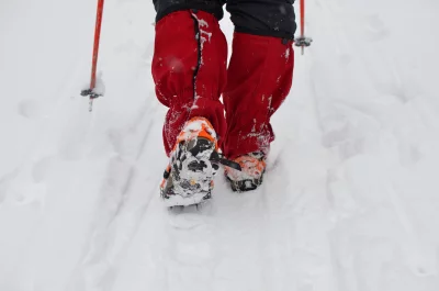 Winter Snow Trekking with Crampons and Ski Poles image