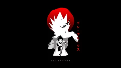 Minimalist Gon Freecss Hunter x Hunter Anime Character Illustration on Black Background image