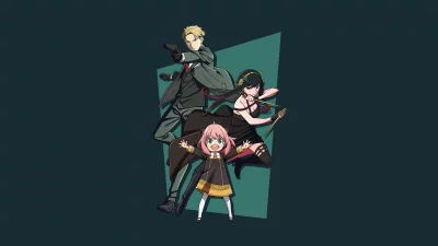 Spy x Family Forger Trio in Dynamic Anime Action Poses with Loid, Yor, and Anya image