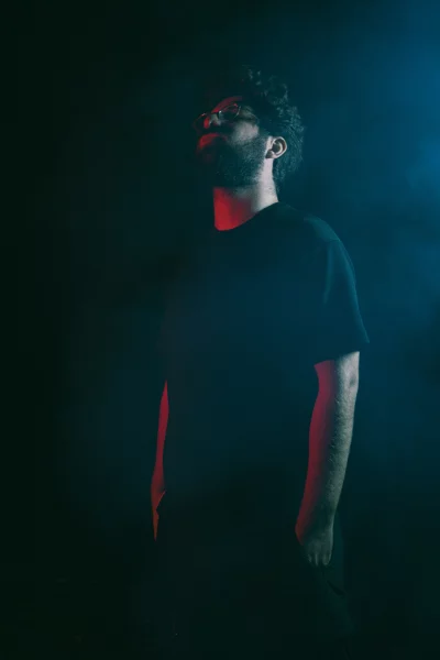 Mysterious Man Profile Neon Hues