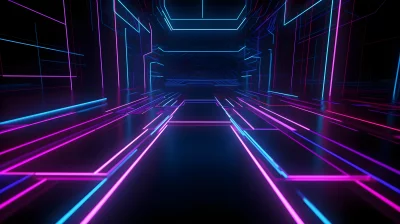 Abstract Digital Pathway with Glowing Neon Blue and Magenta Lines image