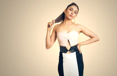 Captivating Rakul Preet Singh Striking a Stylish Pose in Modern Black and White Outfit image