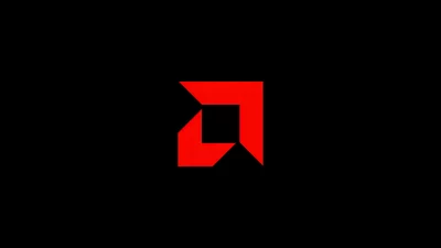 Vibrant Red AMD Processor Logo on a Sleek Black Background image