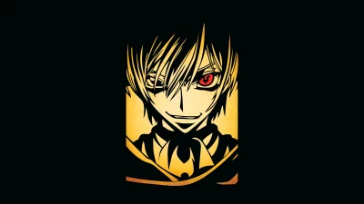 Dynamic Anime Character with Fiery Red Eye and Golden Hair Digital Art image