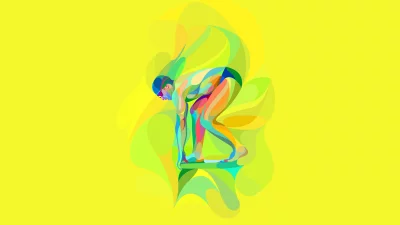 Abstract Swimmer on Starting Block Dynamic Geometric Art image