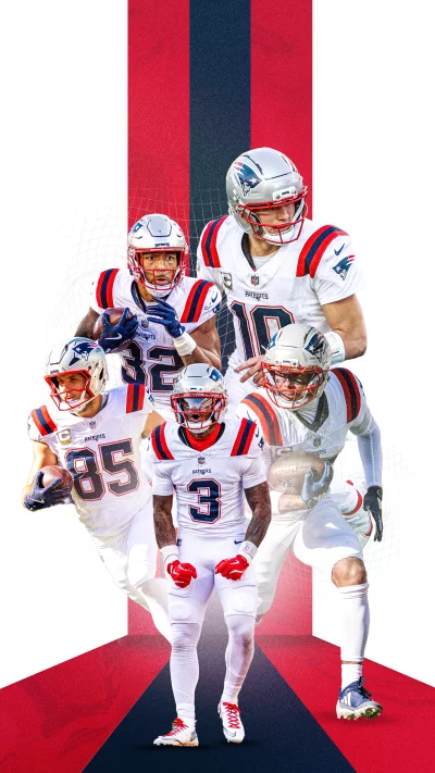 New England Patriots Football Team Players Dynamic Action Shot Collage image