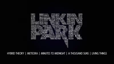 Dynamic Linkin Park Song Titles and Album Names Word Cloud Tribute on Black Background image