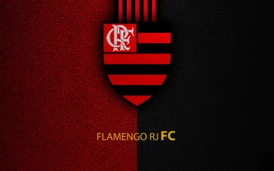 Iconic Flamengo Football Club Emblem on Textured Red and Black Background for Sports Fans image
