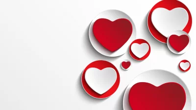 Modern Abstract Paper Cut Red and White Hearts Background Design image