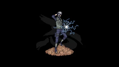 Dynamic Anime Ninja Warrior Kakashi Unleashing Powerful Chidori Lightning Jutsu on Rocky Ground image