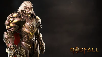 Godfall Valorplate Warrior Standing in Ornate Lion-Inspired Armor with Glowing Accents image