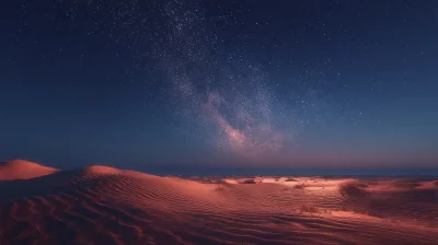 Stunning Desert Dunes Under Starry Night Sky with Visible Milky Way Galaxy image