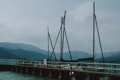 Looking up at a sailboat