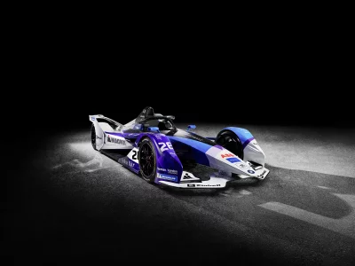 Futuristic Formula E Electric Race Car Studio Shot High Performance Motorsport Wallpaper image