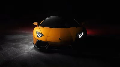 Luxurious Orange Lamborghini Aventador in Dark, Moody Setting image