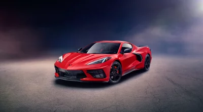 Dynamic Red Chevrolet Corvette C8.R Luxury Sports Car Studio Presentation image