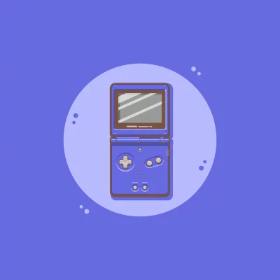 Classic Purple Handheld Gaming Console in Flat Design for Retro Entertainment image