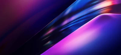 Dynamic Iridescent Curves with Flowing Purple and Blue Glow Abstract Background image