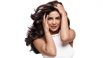 Priyanka Chopra Showcasing Voluminous Dark Wavy Hair, Elegant Beauty Portrait image