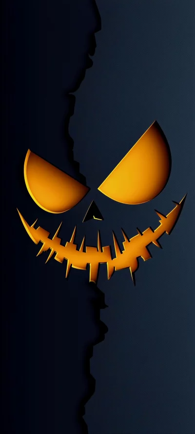 Menacing Halloween Jack-o'-lantern Face on Dark Background