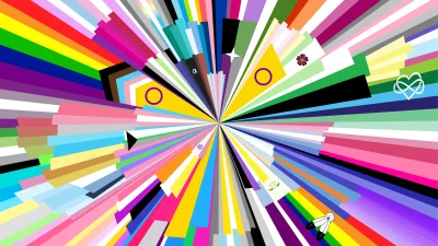 Vibrant LGBTQ+ Pride Abstract Radial Burst with Diverse Identity Flags and Symbols image