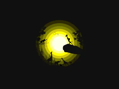 African Safari Animals Silhouette: Golden Sunset Wildlife Landscape Illustration image