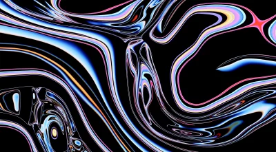 Abstract Iridescent Liquid Metal Aesthetic with Chromatic Curves on Black image
