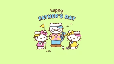 Hello Kitty Family Golfing for Happy Father's Day Celebration Illustration image