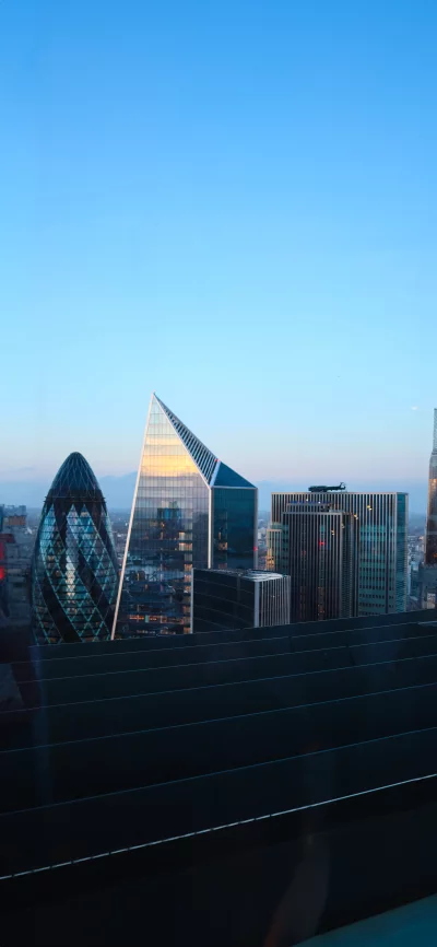 London City Skyline at Dusk with Iconic Gherkin and modern skyscrapers