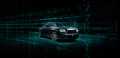 Rolls-Royce Luxury Coupe on Futuristic Digital Highway Background image
