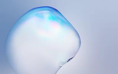 Dynamic Iridescent Liquid Orb Abstract Background with Ethereal Light Reflections image