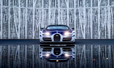 Sleek Bugatti Veyron Luxury Sports Car with Custom Paint Job and Striking Reflection image
