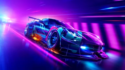 High-Performance Sports Car in Vibrant Neon Racing Through Futuristic Tunnel image
