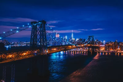 Vibrant New York City Bridges and Skyline at Twilight image