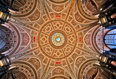 Ornate Baroque Ceiling Architecture with Intricate Gold Details, Classical Dome Interior Design image