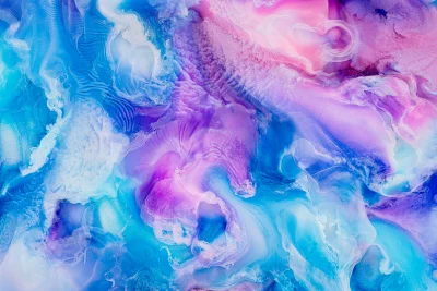 Vibrant Fluid Art Abstract with Swirling Blue, Purple, and Pink Hues image