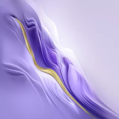 Abstract flowing purple and gold design with elegant curves and soft lighting