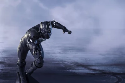 Black Panther Superhero Action Figure in Dynamic Crouching Pose Ready for Action image