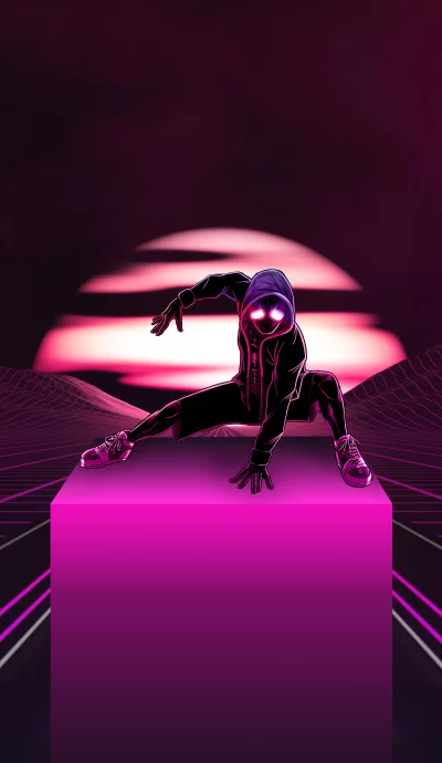 Dynamic comic book hero in a black hoodie with glowing eyes striking an action pose image