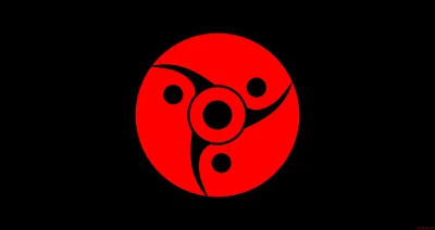 Iconic Red and Black Anime Visual Prowess Symbol with Swirling Design image