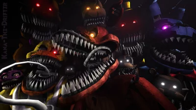 Terrifying Animatronic Monsters with Glowing Eyes and Razor-Sharp Teeth Emerge from Shadows image