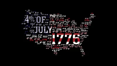 USA Map Formed by 4th of July and 1776 Text, Patriotic Independence Day Concept image