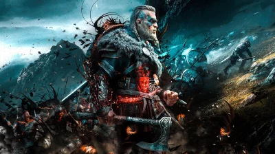 Powerful Viking Warrior Leads Charge in Epic Battle Scene image