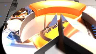 Overwatch Logo with Tracer Character Gaming Emblem image