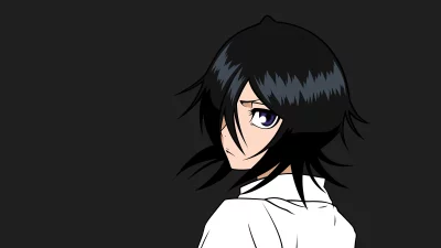 Stylish Anime Girl with Pensive Purple Eyes and Short Black Hair image